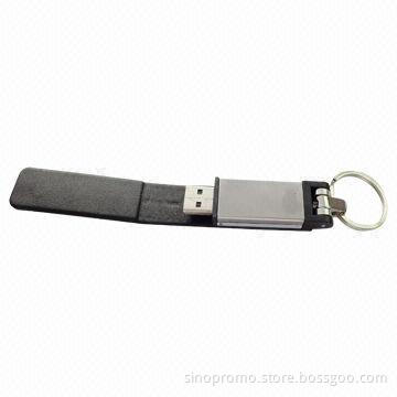 Promotional Leather USB Flash Drive with 32GB Capacity, OEM Services Provided